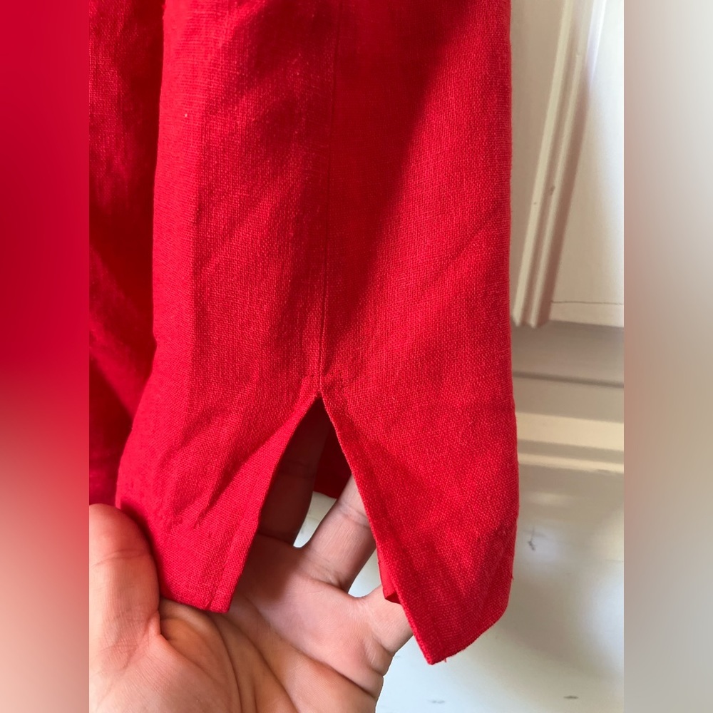 Vintage Ultra Red Sailboat Embroidered Linen Blend Sheath Dress Women’s Size 14 - Picture 13 of 14